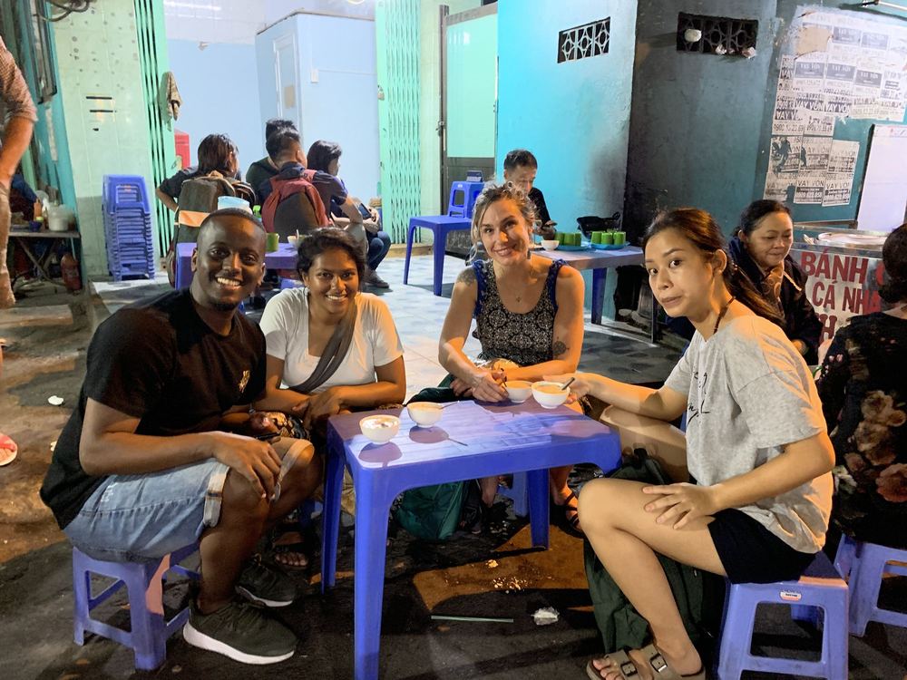 Saigon street at night on the Hidden Cocktails and Street Food night walk